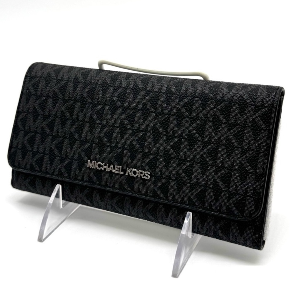 Michael Kors Large Trifold Wallet Black Signature